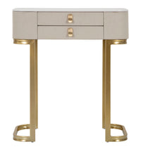 Console Fissa 2 Cassetti Beauty 70x80x40 cm in Legno MDF e Metallo Crema/Oro