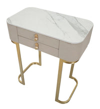 Console Fissa 2 Cassetti Beauty 70x80x40 cm in Legno MDF e Metallo Crema/Oro