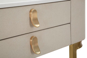 Console Fissa 2 Cassetti Beauty 70x80x40 cm in Legno MDF e Metallo Crema/Oro