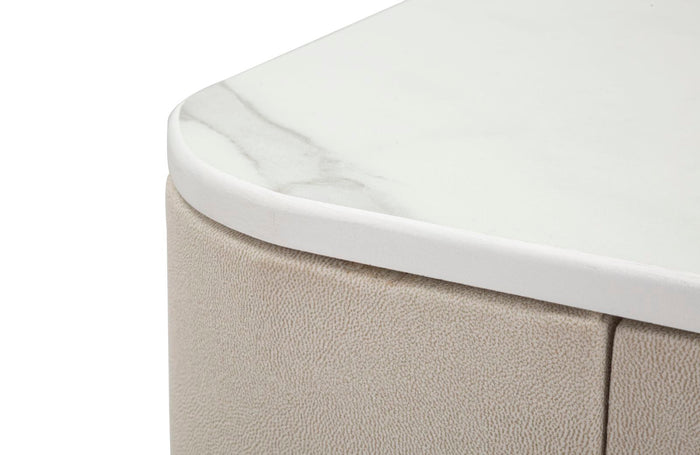 Console Fissa 2 Cassetti Beauty 70x80x40 cm in Legno MDF e Metallo Crema/Oro