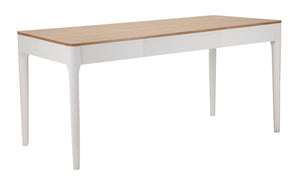 Tavolo da pranzo rettangolare in legno bianco e marrone cm 180x90x80