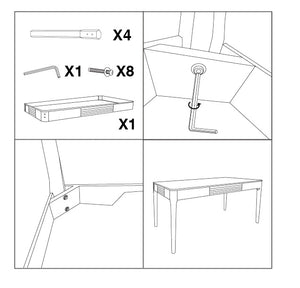 Tavolo da pranzo rettangolare in legno bianco e marrone cm 180x90x80