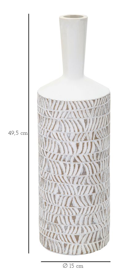 Vaso Nairobi Bottle 15x49,5x15 cm in Poliresina Bianco