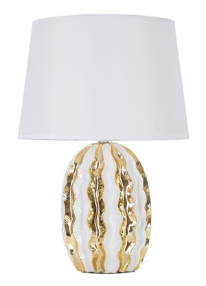 Lampada da Tavolo Glam Stary 33x48x33 cm in Ceramica Bianco/Oro