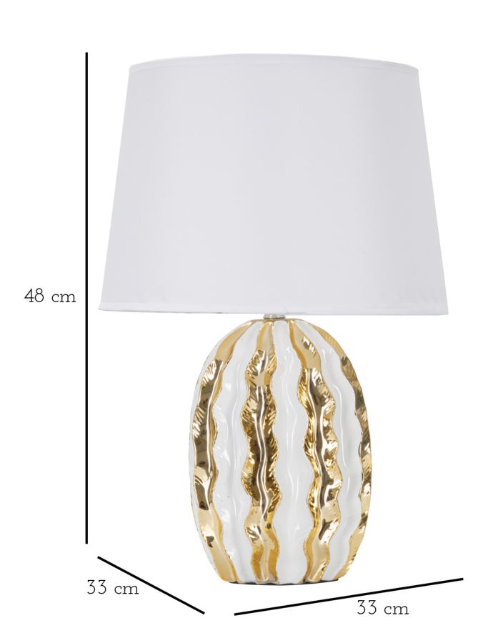 Lampada da Tavolo Glam Stary 33x48x33 cm in Ceramica Bianco/Oro