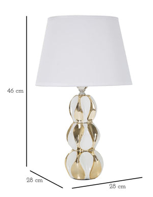 Lampada da Tavolo Glam Balls 28x46x28 cm in Ceramica Bianco/Oro