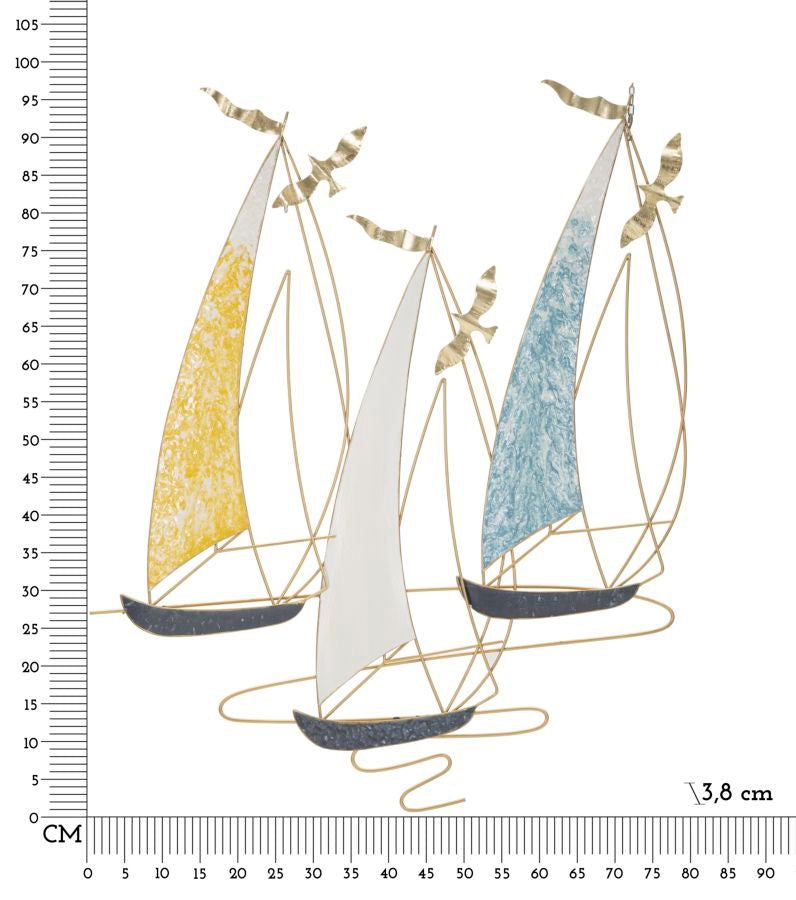 Pannello decorativo 3D vela in metallo multicolore cm 78,7x3,8x97,8