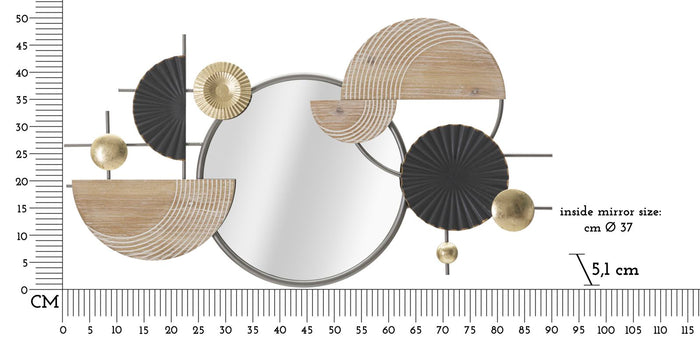 Specchio da parete in metallo e legno multicolore cm 90,2x5,1x50,2