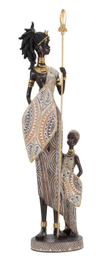 Statuetta masai in resina marrone cm 11,5x8,5x46