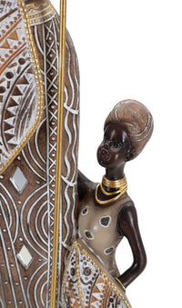 Statuetta masai in resina marrone cm 11,5x8,5x46