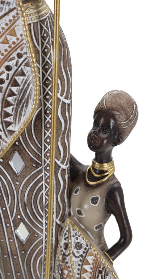 Statuetta masai in resina marrone cm 11,5x8,5x46