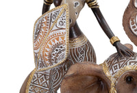 Statuetta masai con elefante in resina marrone cm 22,5x12x32,5