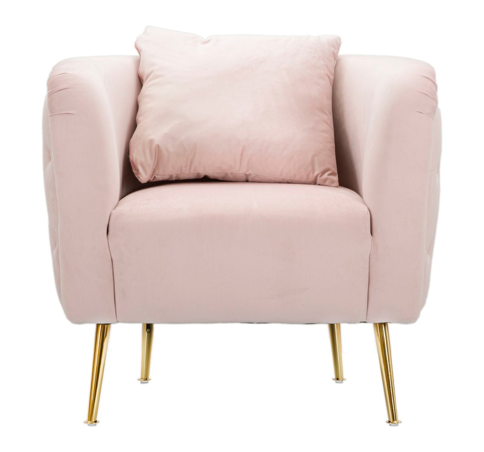 Poltrona in metallo e tessuto dorata e rosa cm 76x74x73