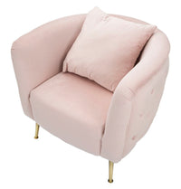 Poltrona in metallo e tessuto dorata e rosa cm 76x74x73