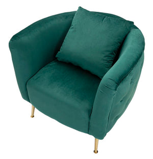 Poltrona in metallo e tessuto dorata e verde cm 76x74x73