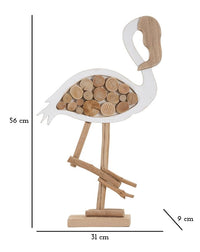 Fenicottero in legno marrone cm 31x9x56