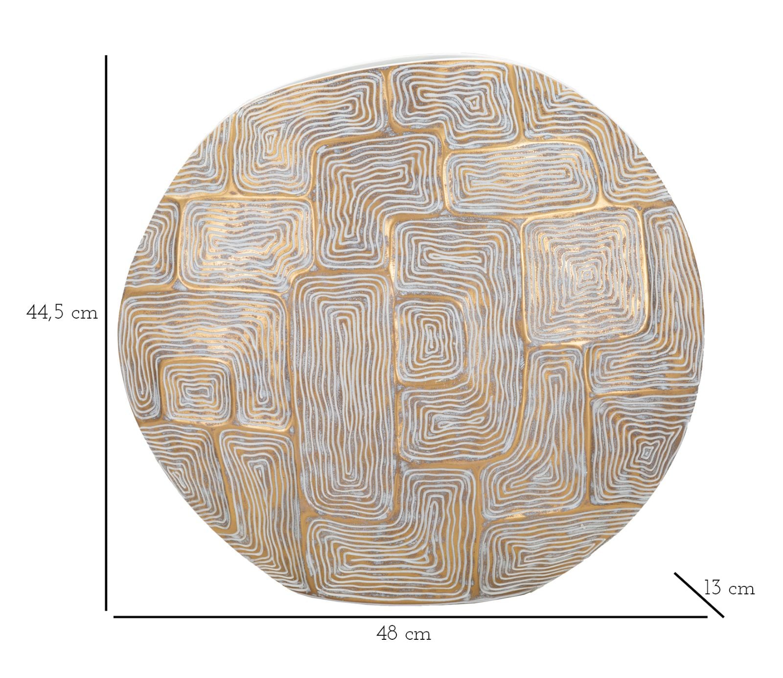 Vaso in resina dorato con linee astratte cm 48x13x44,5