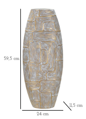 Vaso in resina dorato con linee astratte cm 24x11,5x59,5