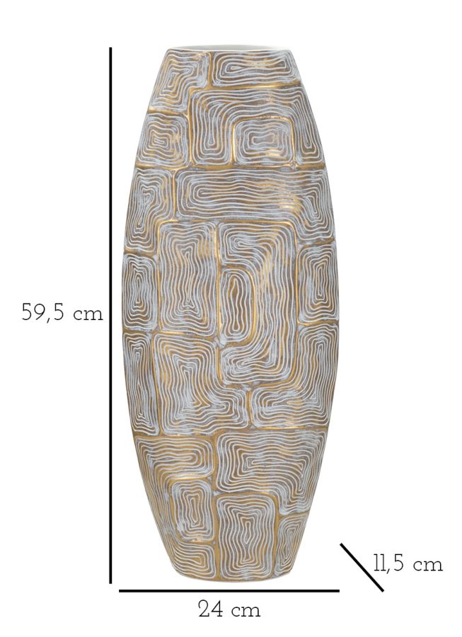 Vaso in resina dorato con linee astratte cm 24x11,5x59,5