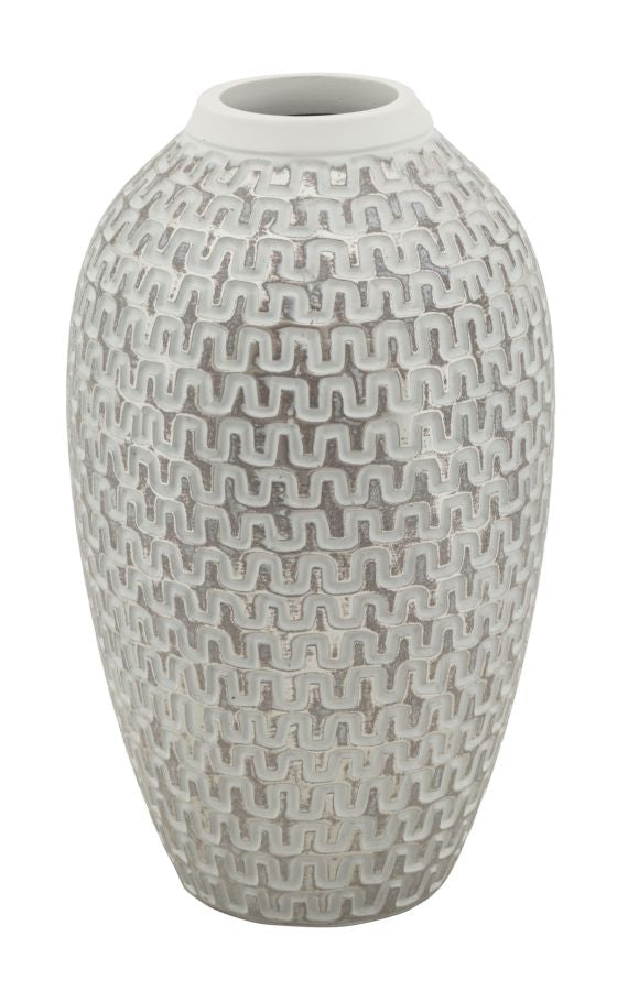 Vaso in resina grigio con decori geometrici Ø cm 19,5x34