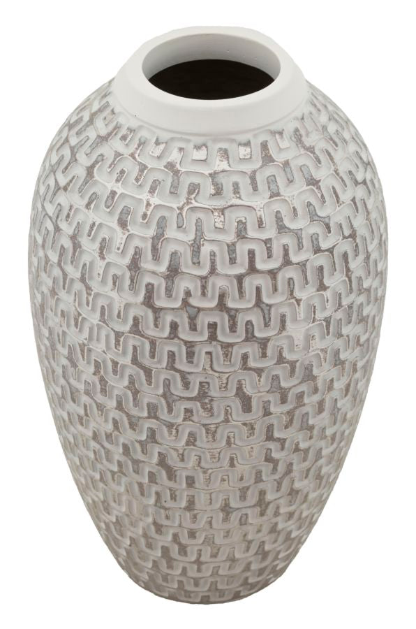 Vaso in resina grigio con decori geometrici Ø cm 19,5x34