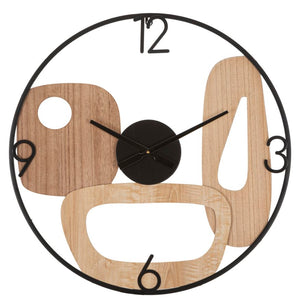 Orologio rotondo da parete in metallo e legno marrone Ø cm 60x2,5