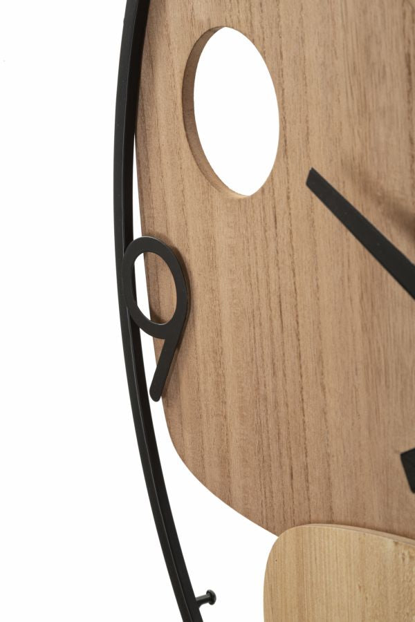 Orologio rotondo da parete in metallo e legno marrone Ø cm 60x2,5