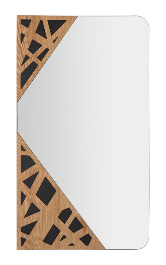 Specchio da parete in legno marrone con decori geometrici cm 50x1x90