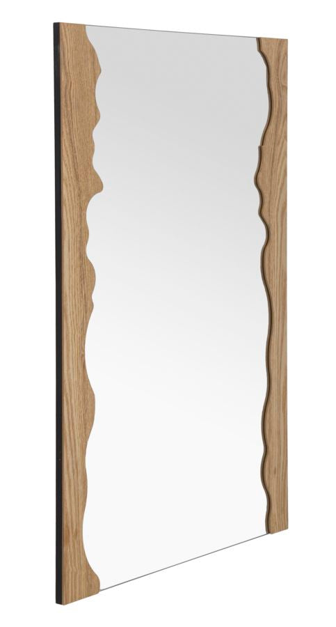 Specchio da parete in legno marrone con onde cm 60x1,5x90