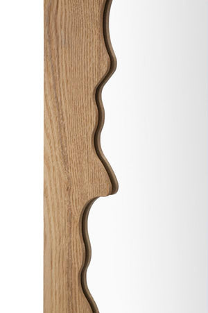 Specchio da parete in legno marrone con onde cm 60x1,5x90