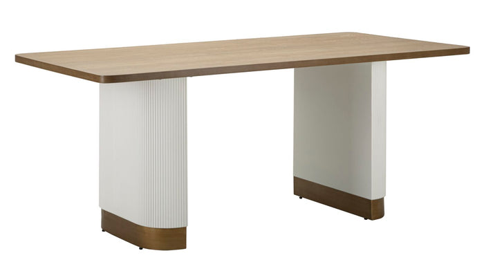 Tavolo da pranzo in legno bianco e marrone cm 180x90x76