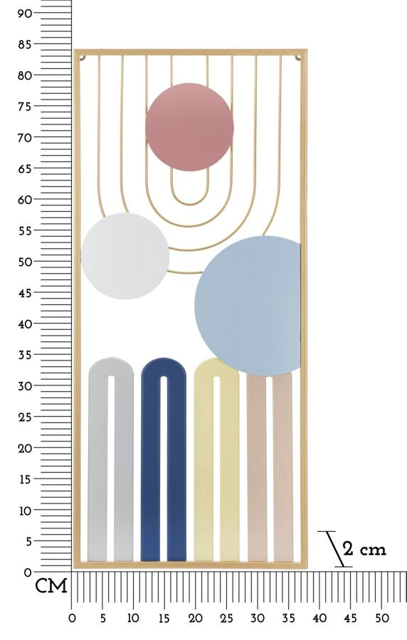 Pannello decorativo 3D in metallo multicolore astratto cm 37x2x84