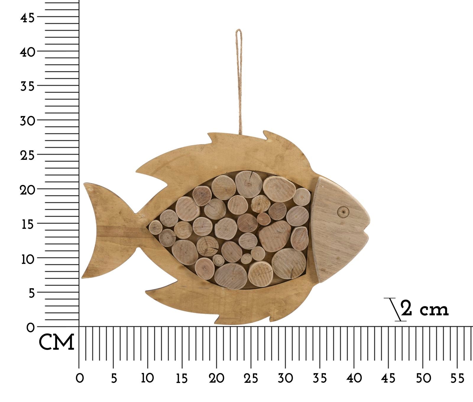 Pesce da appendere in legno marrone cm 42,5x2x28,5 