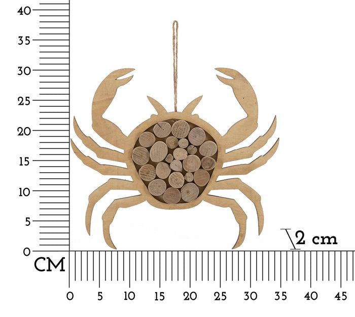 Granchio da appendere in legno marrone cm 35x2x31 