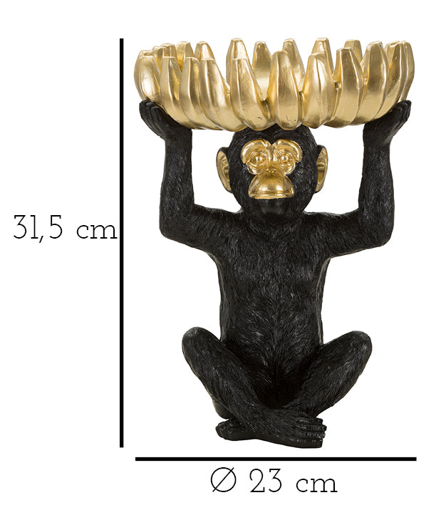 Scimmia svuotatasche in resina nera Ø cm 23x31,5