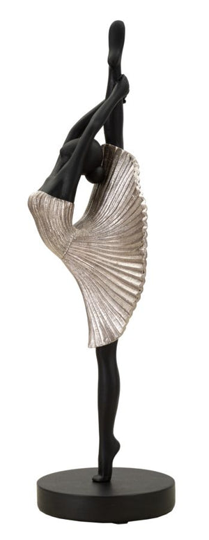 Statuetta di ballerina in resina argentata cm 14x14x42,5