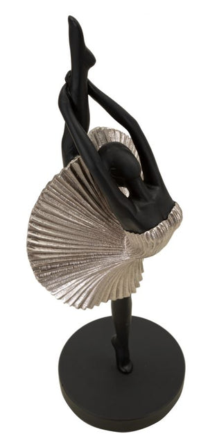 Statuetta di ballerina in resina argentata cm 14x14x42,5