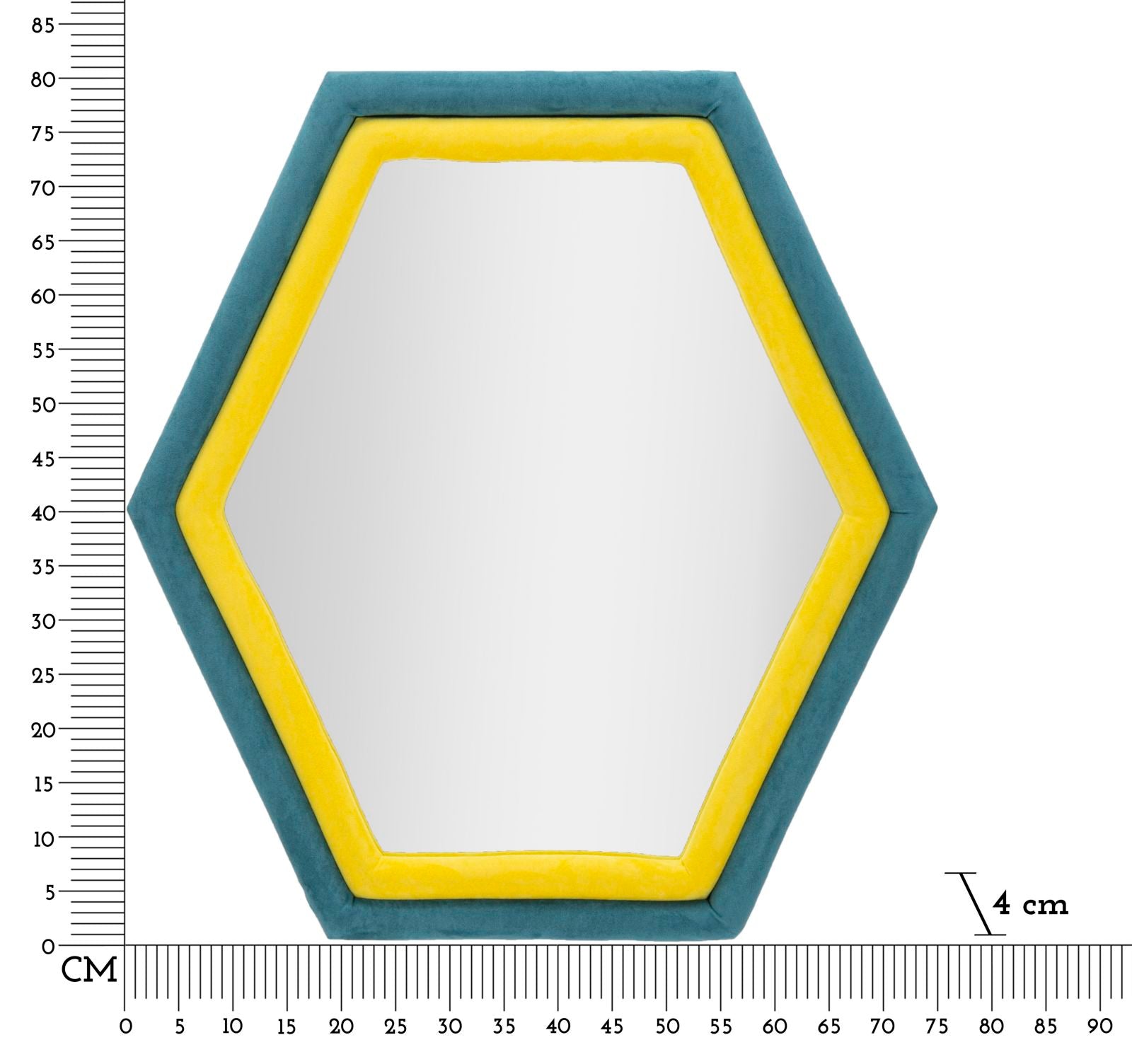 Specchio da parete in poliestere blu e giallo cm 75x4x80