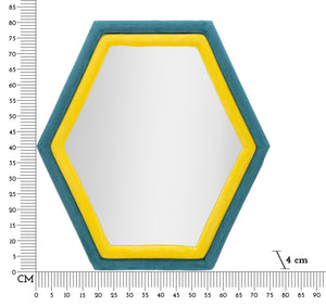 Specchio da parete in poliestere blu e giallo cm 75x4x80