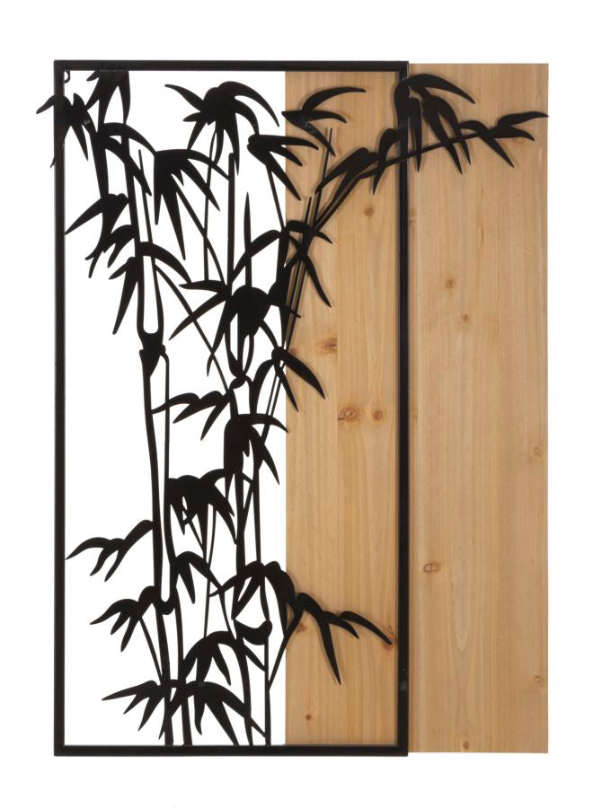 Pannello decorativo 3D in metallo nero legno marrone bamboo cm 58x2x80