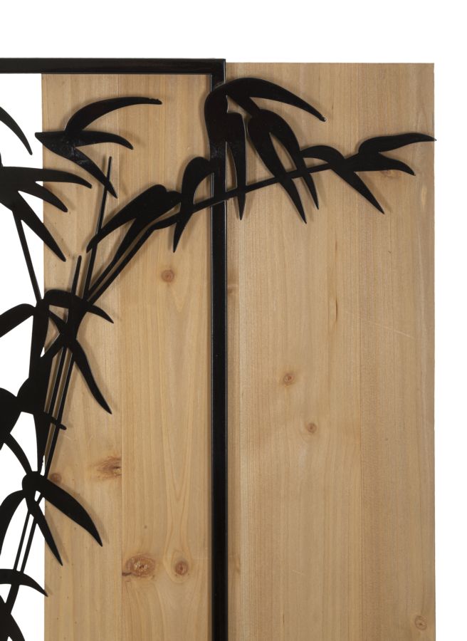 Pannello decorativo 3D in metallo nero legno marrone bamboo cm 58x2x80