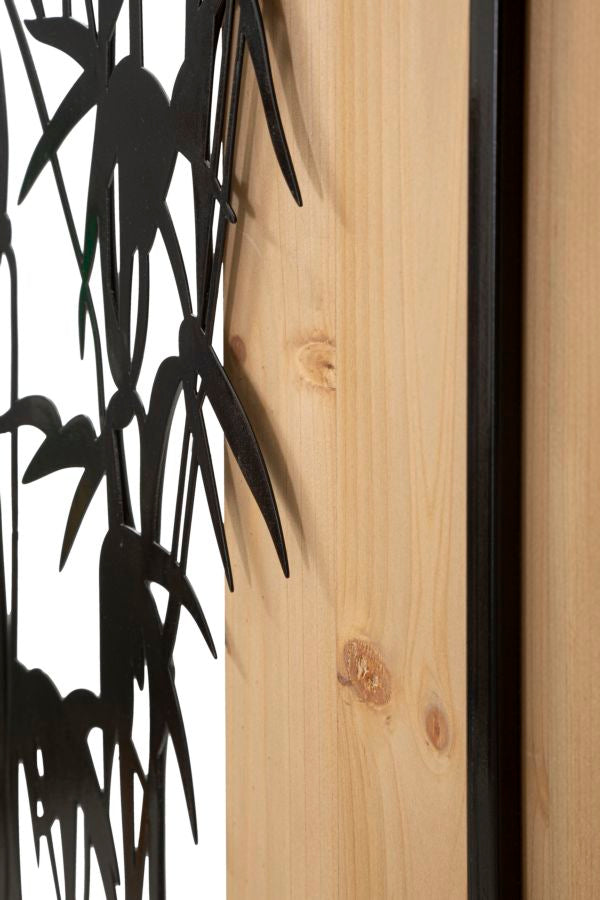 Pannello decorativo 3D in metallo nero legno marrone bamboo cm 58x2x80