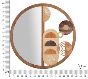 Specchio da parete in legno marrone Ø cm 80x3