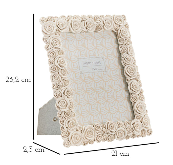 Cornice in resina beige con roselline cm 21x2,3x26,2