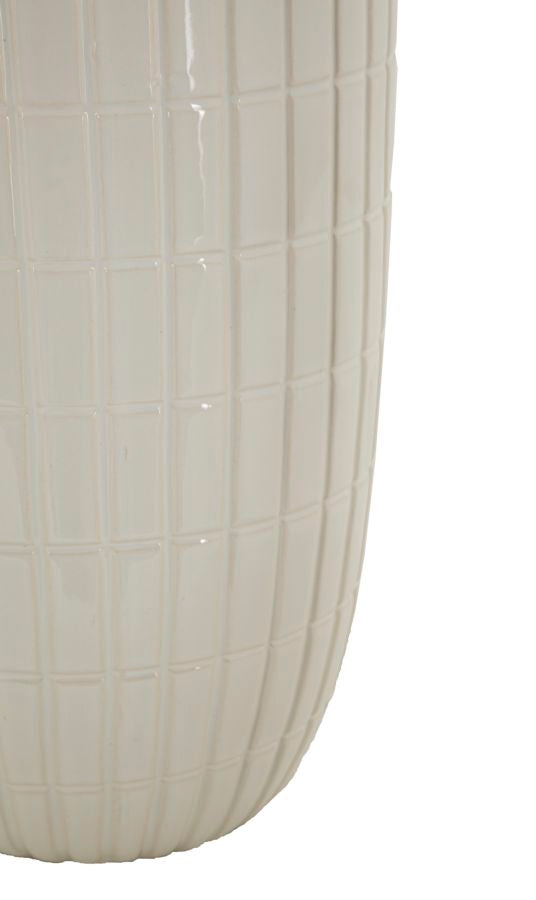 Vaso in ceramica bianco con linee Ø cm 18x25