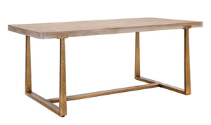 Tavolo da pranzo rettangolare in legno e metallo marrone cm 180x90x78