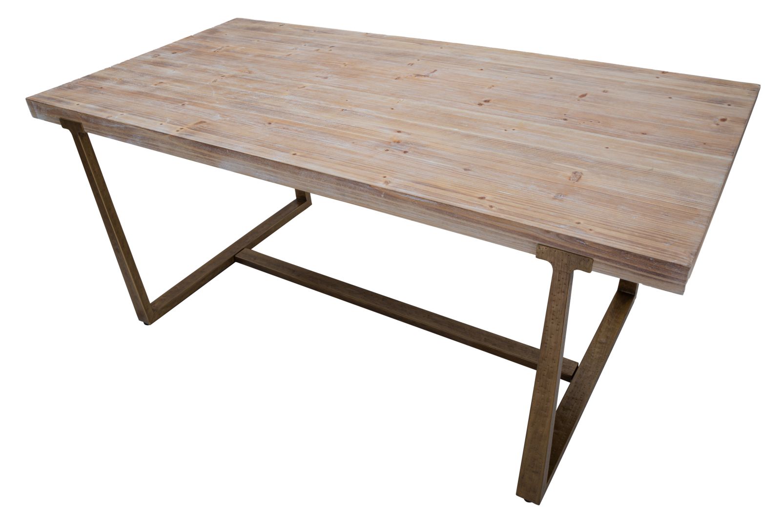 Tavolo da pranzo rettangolare in legno e metallo marrone cm 180x90x78