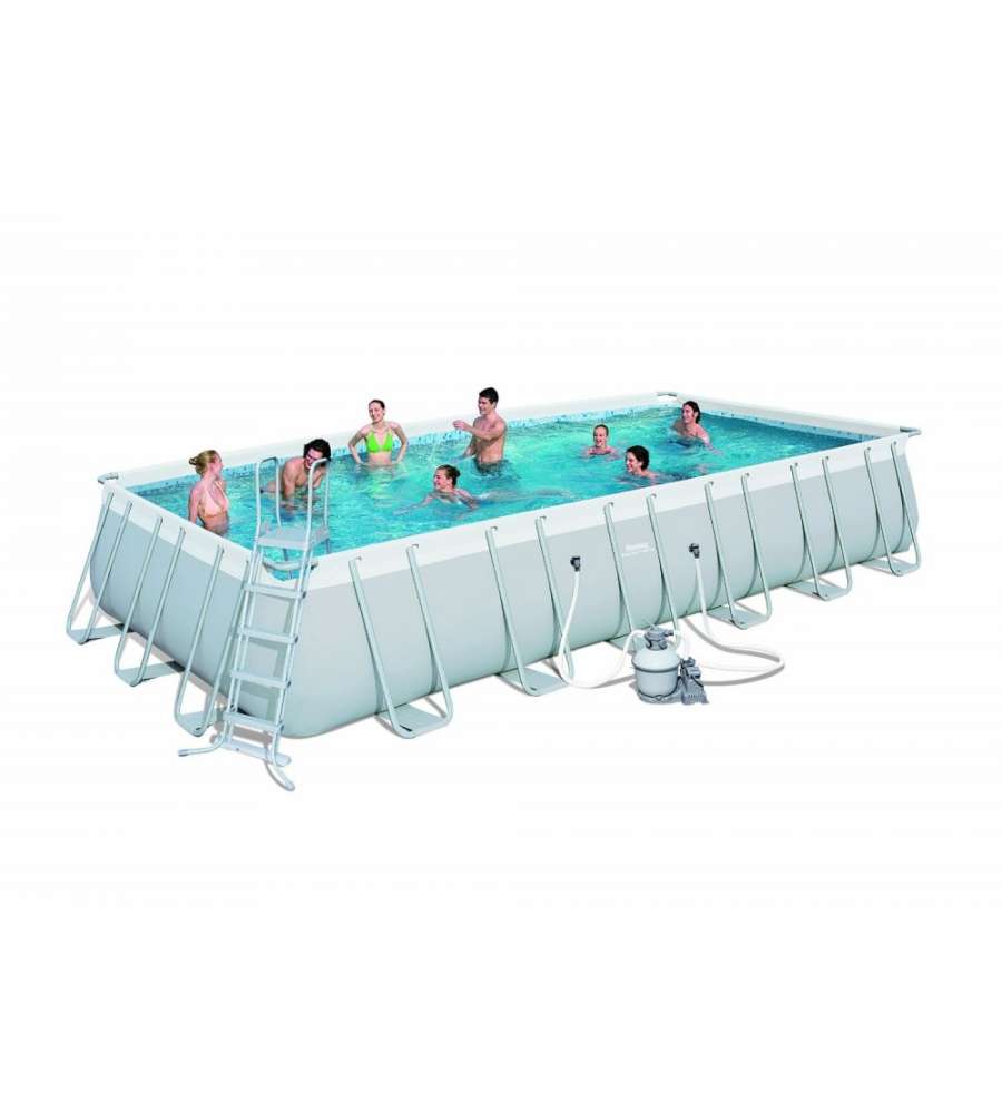 PISCINA FUORI TERRA RETTANGOLARE BESTWAY "POWER STEEL FRAME" 732X366X132 CM CON POMPA, TELO E SCALETTA - COD. 56475