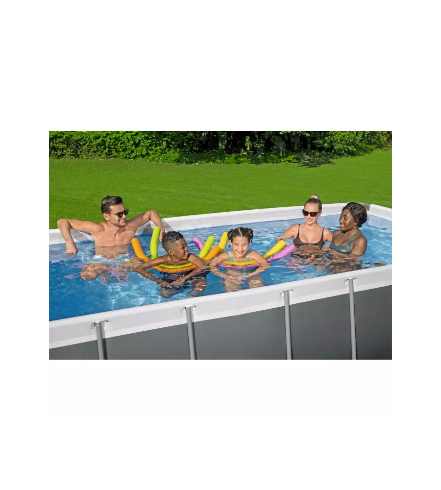 Bestway piscina fuori terra rettangolare antracite 404x201x100 cm power steel con pompa, filtro e scaletta - 56441 - new