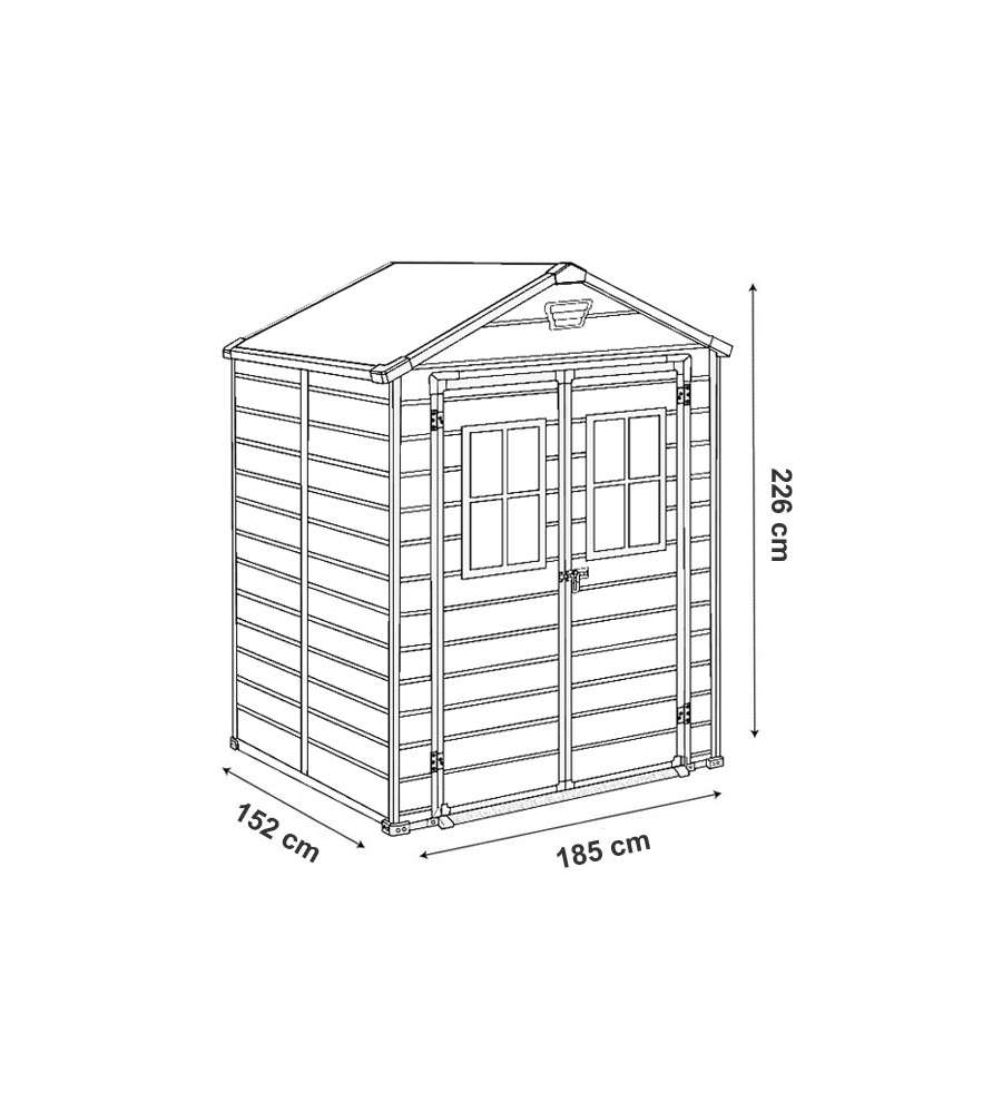 KETER - CASETTA "MANOR 6X5DD" IN RESINA NERA CON FINESTRE - L.185xP.152xH.226